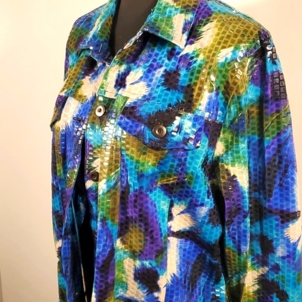 Notations Multicolor Shiny Jacket - Size Large - … - image 6